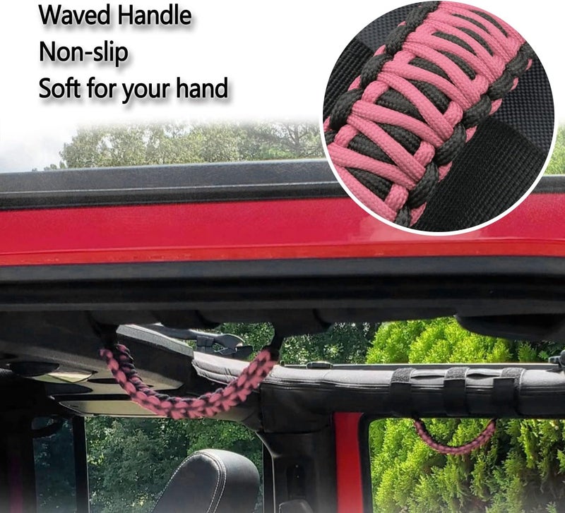 Kujunpao 4 X Roll Bar Grab Handles Grip Handle Compatible with Jeep Wrangler JLU JK JKU TJ YJ LJ JT JL & Gladiator JT 1955-2022 UTV & ATV(Pink) - Image 4